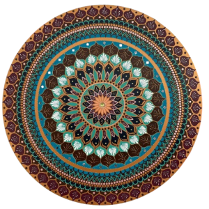 Mandala Prosperidade 90cm diâmetro - pintada a mão em MDF 6mm