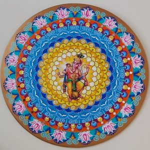 Mandala Ganesha Prosperidade 65cm diâmetro- pintada a mão em MDF