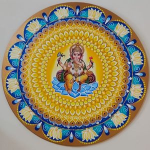 Mandala Jay Ganesha 65cm diâmetro- pintada a mão em MDF