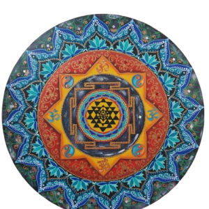 Mandala Shri Yantra 90cm diâmetro - pintada a mão em MDF 6mm