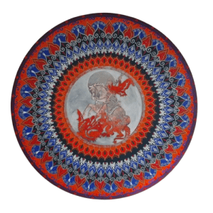 Mandala São Jorge 90cm diâmetro - pintada a mão em MDF 6mm