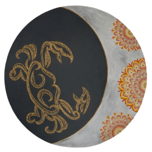 Mandala Signo de Câncer - Auto confiança e coragem 90cm diâmetro pintada a mão em MDF 6mm