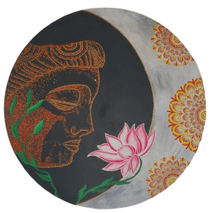 Mandala Buda Expansão da consciência e energias positivas 90cm diâmetro - pintada a mão em MDF 6mm