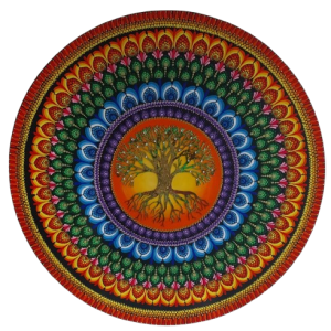 Mandala Arvore da Vida nas cores dos Chakras 90cm diâmetro - pintada a mão em MDF 6mm