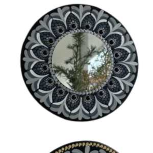 Mandala 20cm diâmetro Trio ( 1 c/espelho) - pintada a mão em MDF 6mm