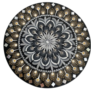 Mandala Estabilidade, solidez e Auto controle 30cm diâmetro - pintada a mão em MDF 6mm