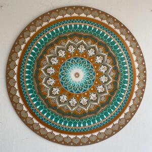 Mandala Prosperidade, estabilidade e confiança 90cm diâmetro - pintada a mão em MDF 6mm