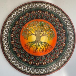 Mandala Arvore da Vida - Prosperidade, vitalidade e alegria 65cm diâmetro pintada a mão em MDF 6mm