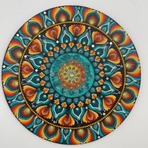 Mandala Equilíbrio, alegria e regeneração 65cm diâmetro - pintada a mão em MDF 6mm