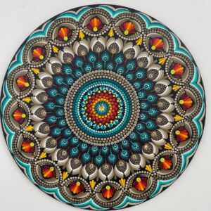 Mandala Conforto, Equilíbrio e vitalidade 65cm diâmetro - pintada a mão em MDF 6mm