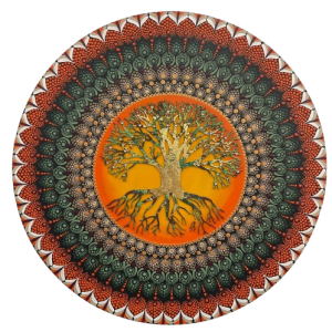 Mandala Arvore da Vida - Prosperidade, vitalidade e alegria 65cm diâmetro pintada a mão em MDF 6mm