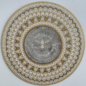 Mandala Divino Espirito Santo 90cm diâmetro - pintada a mão em MDF 6mm