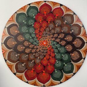 Mandala Transformação, conexão e segurança 65cm diâmetro - pintada a mão em MDF 6mm