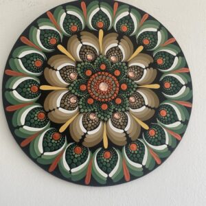 Mandala Conforto, elegancia e fortuna 30cm diâmetro - pintada a mão em MDF 6mm