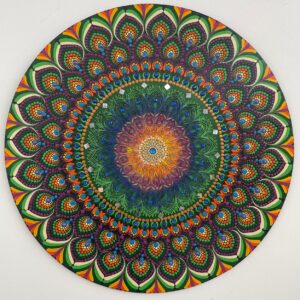 Mandala Saúde, transmutação e alegria 65cm diâmetro- pintada a mão em MDF 6mm