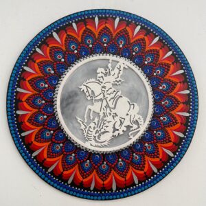 Mandala São Jorge Proteção e vitória 40cm diâmetro- pintada a mão em MDF 6mm