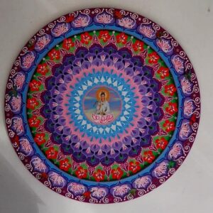 Mandala Kuan Yin- Amor, compaixão e força feminina 90cm diâmetro pintada a mão em MDF 6mm