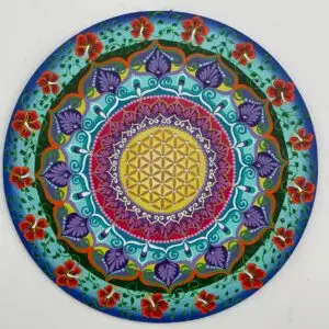 Mandala Conexão, cura, alegria e virtude 65cm diâmetro- pintada a mão em MDF 6mm