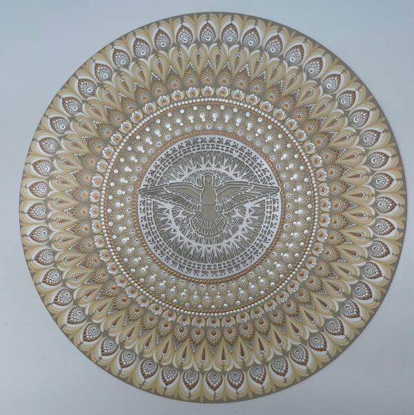 Mandala Divino Espírito Santo NV 80cm diâmetro - pintada a mão em MDF 6mm