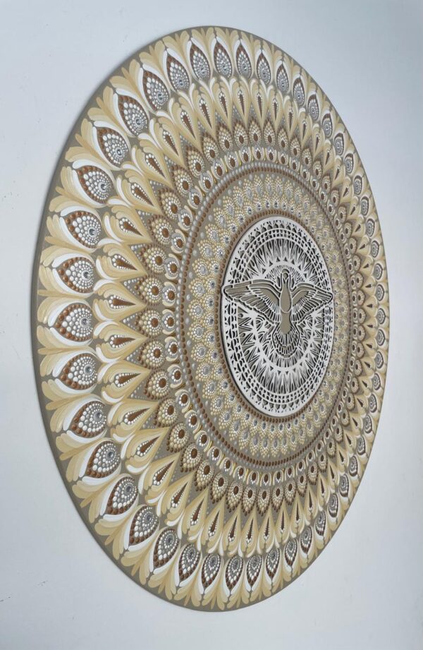 Mandala Divino Espírito Santo NV 80cm diâmetro - pintada a mão em MDF 6mm - Imagem 4