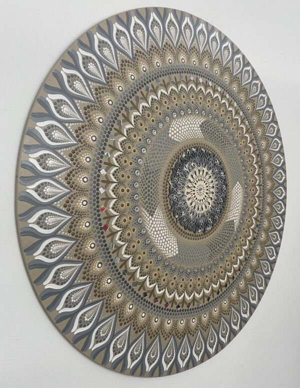 Mandala Conforto e sofisticação 80cm diâmetro - pintada a mão em MDF 6mm - Imagem 4