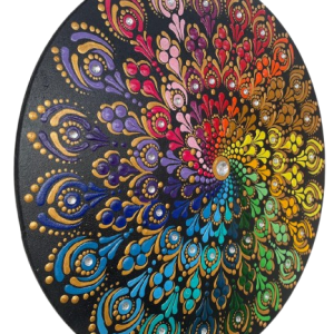 Mandala Transformação, cura e alegria 40cm diâmetro pintada a mão em MDF 6mm