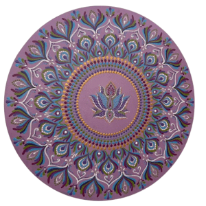 Mandala Flor de Lótus 65cm pintada à mão em MDF 6mm espessura
