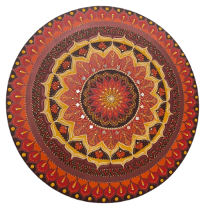 Mandala Criatividade, Estimulo e pauxão 65cm pintada à mão em mdf 6mm