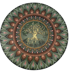 Mandala Arvore da Vida- Prosperidade, força e confiança 50cm diâmetro pintada a mão em MDF 6mm