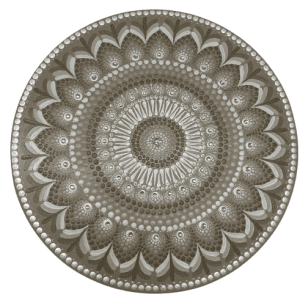 Mandala Elegência, Aconchego e Proteção 40cm diâmetro pintada a mão em MDF 6mm