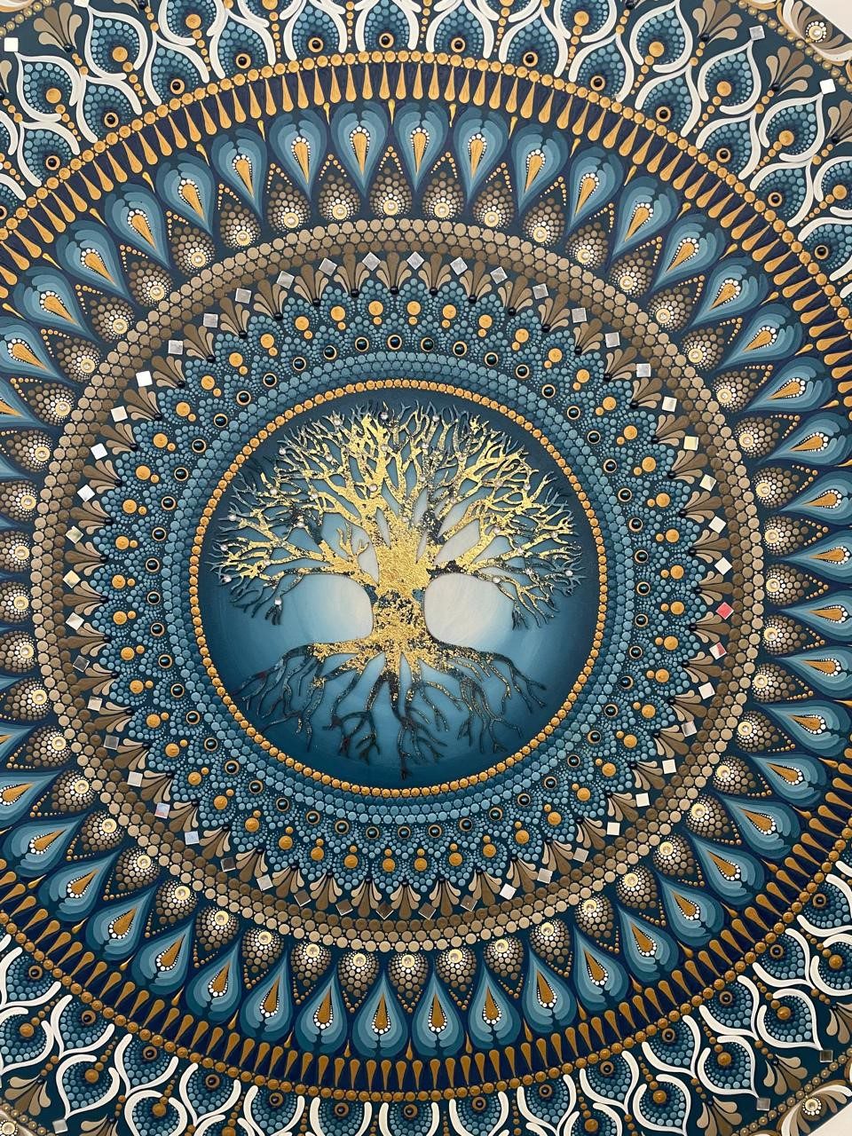 Mandala Arvore da Vida - Harmonia e conforto110cm diâmetro pintada a mão em MDF 6mm 3 Mandala Arvore da Vida - Harmonia e conforto110cm diâmetro pintada a mão em MDF 6mm