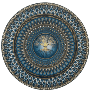 home 1 Mandala Arvore da Vida - Harmonia e conforto110cm diâmetro pintada a mão em MDF 6mm
