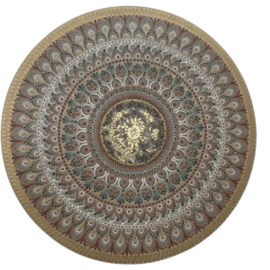 Mandala Acolhimento, Prosperidade e Conexão 80cm diâmetro pintada a mão em MDF 6mm
