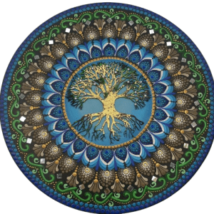 Mandala Arvore da vida-Equilibrio, saúde e força 50cm diâmetro pintada a mão em MDF 6mm