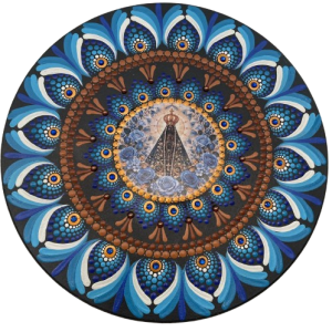 Mandala Nossa Senhora Aparecida – Fé e Arte 30cm diâmetro pintada a mão